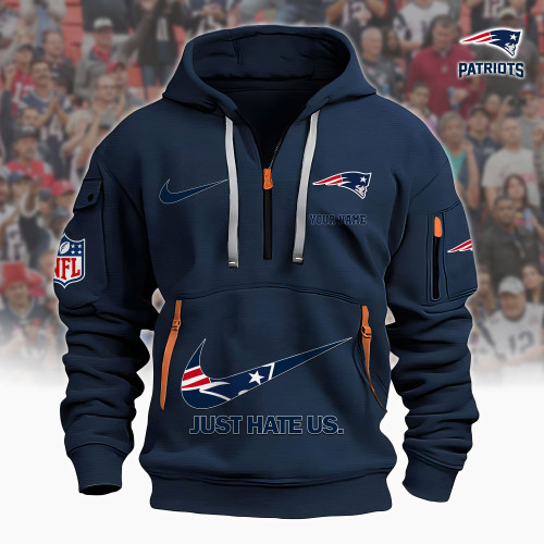 New England Patriots | Hoodie Zip Custom Your Name, Just Hate Us Trending