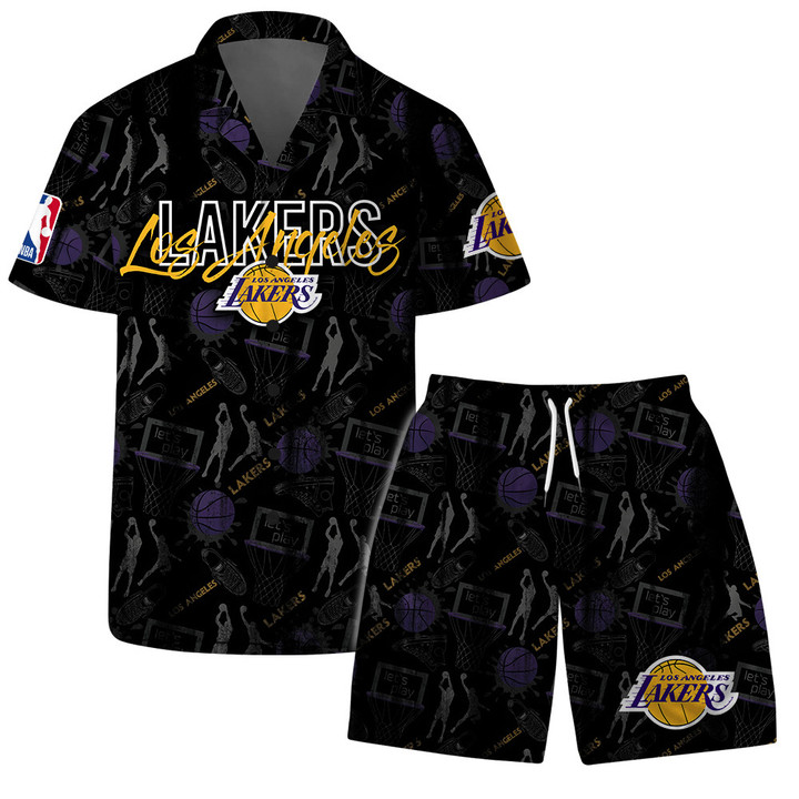 Los Angeles Lakers - NBA Logo Basketball Street Style Design Hawaiian Set