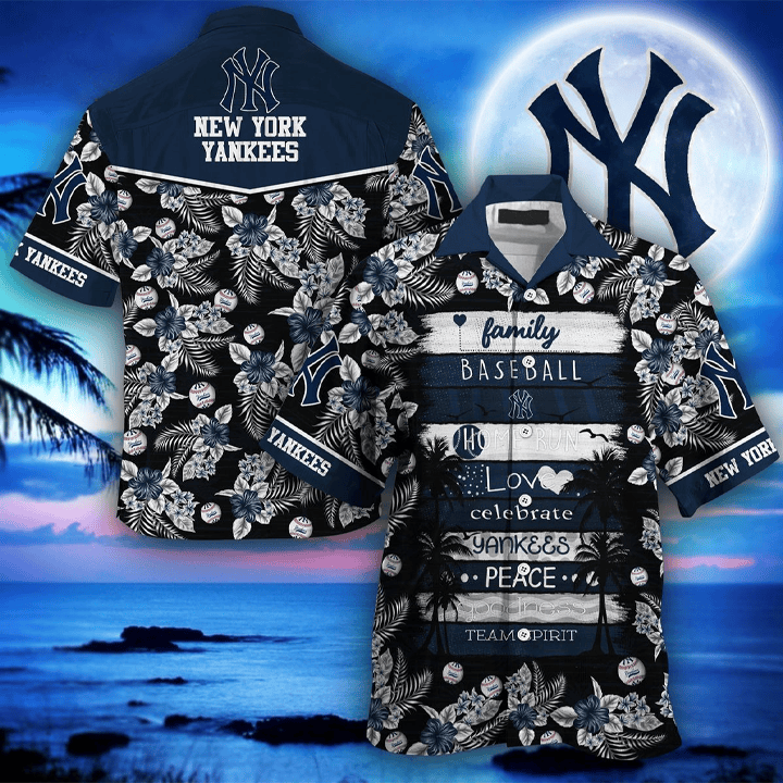 New York Yankees MLB Tropical V3 Hawaiian Shirt Baseball Pattern
