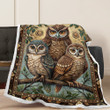 Owl Sherpa Blanket – Fleece-Lined Comforter Featuring Majestic Owls
