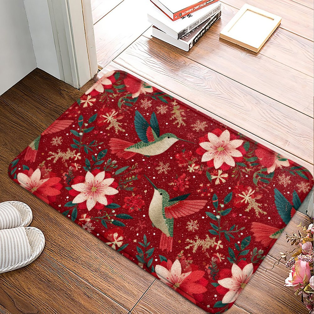 Hummingbird Welcome Mat Hummingbird Door Mat – Christmas Bird Print Welcome Rug - Faaly