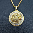 Wolf Head Pendant Necklace For Men Gold Color