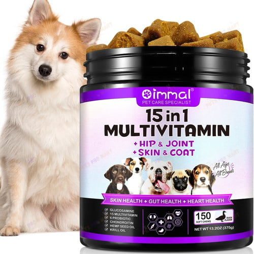 15 in 1 Dog Multivitamin Supplements dog food treats snacks, Immunity, Digestion, Joint and Heart Health Support 150 SOFT CHEWS