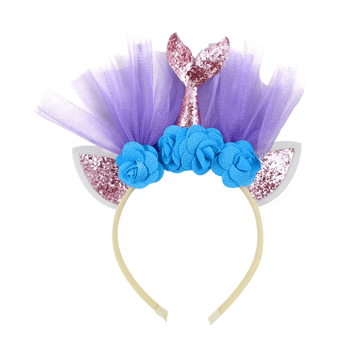 Flamingo Crown Headband Mermaid Shell Headpiece Hair Hoop Adults Kids Birthday Hair Accessories Hawaiian Tropical Party Decor