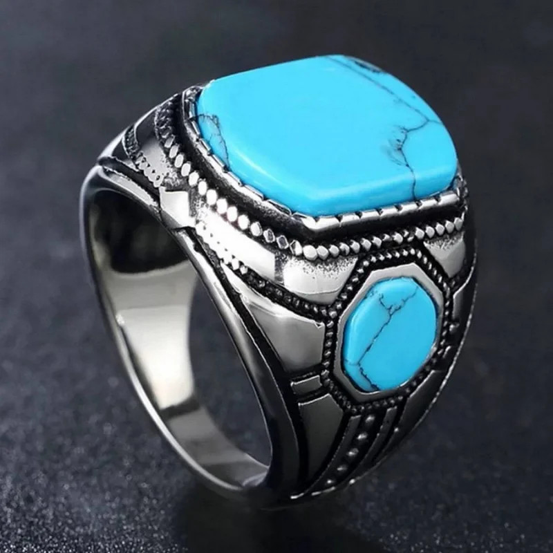 Ethnic Silver Color Metal Handmade Carving Punk Rings for Men Vintage ...