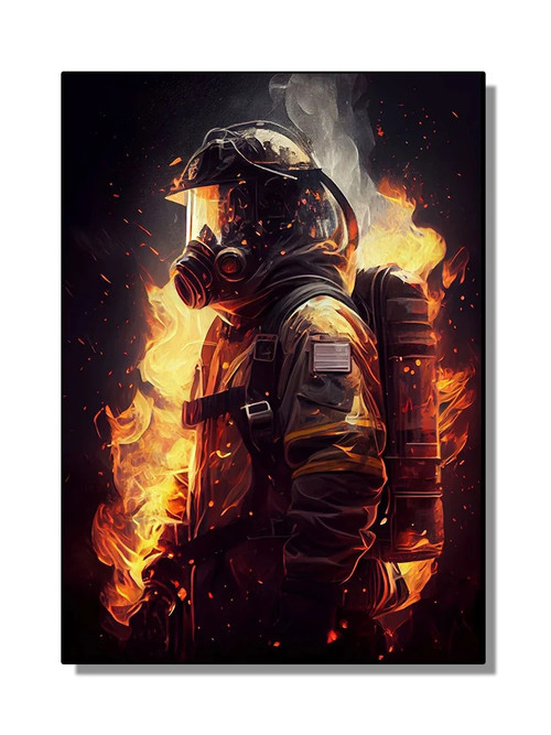 Firefighter Hero Inspirational Poster Canvas Painting Rescue Fire Wall Art Picture