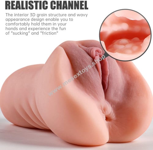Pocket Pussy Male Masturbation Sex Toys with Realistic 3D Vagina and Tight Anus. Portable Man Masturbation Stroker Adult Sex Doll