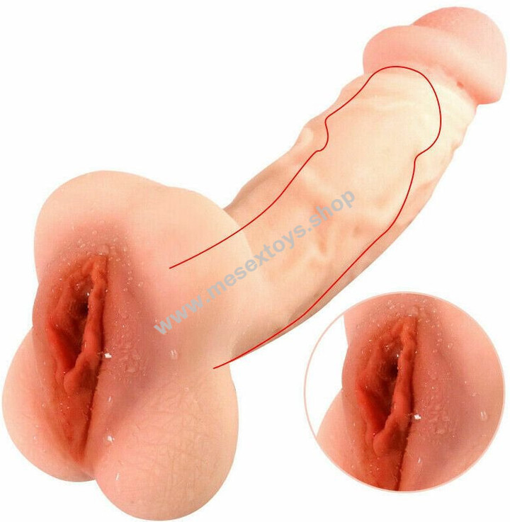 Realistic Super Soft Pussy and Penis 2 in 1 Cock Enlargement Sleeve