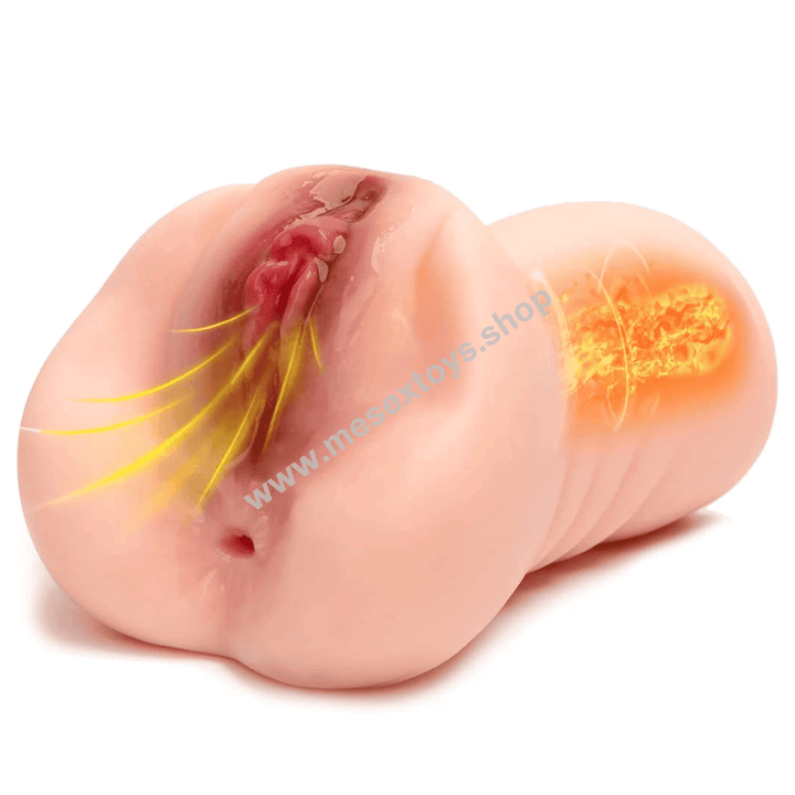 Self Heating Lifelike Pocket Pussy with 3D Realistic Vagina and Vivid Tight Anus for Man Sex