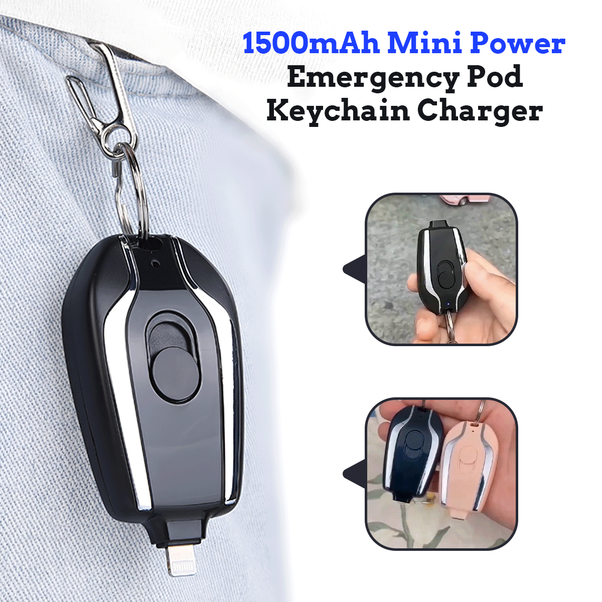 Best 1500mAh Mini Power Emergency Pod Keychain Charger