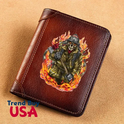 Vintage High Quality Genuine Leather Wallet Firefighter