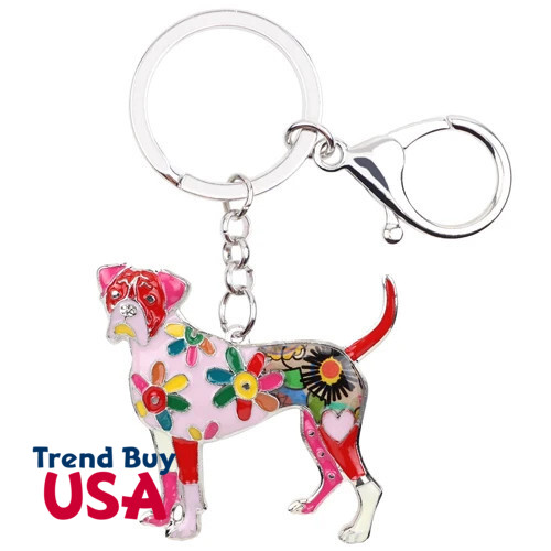 Boxer Dog Key Chain Key Ring