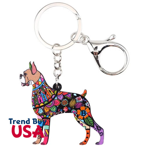 Boxer Dog Key Chain Key Ring Bag Hot Trendy Jewelry For Mom Wife