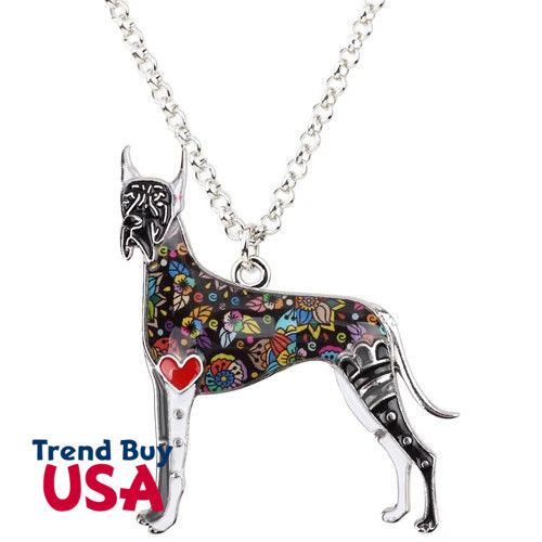 Great Dane Dog Necklace Chain Jewelry For Women Girls Mom