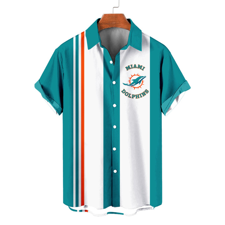 Miami Dolphins Striped Short Hawaiian Shirt S1