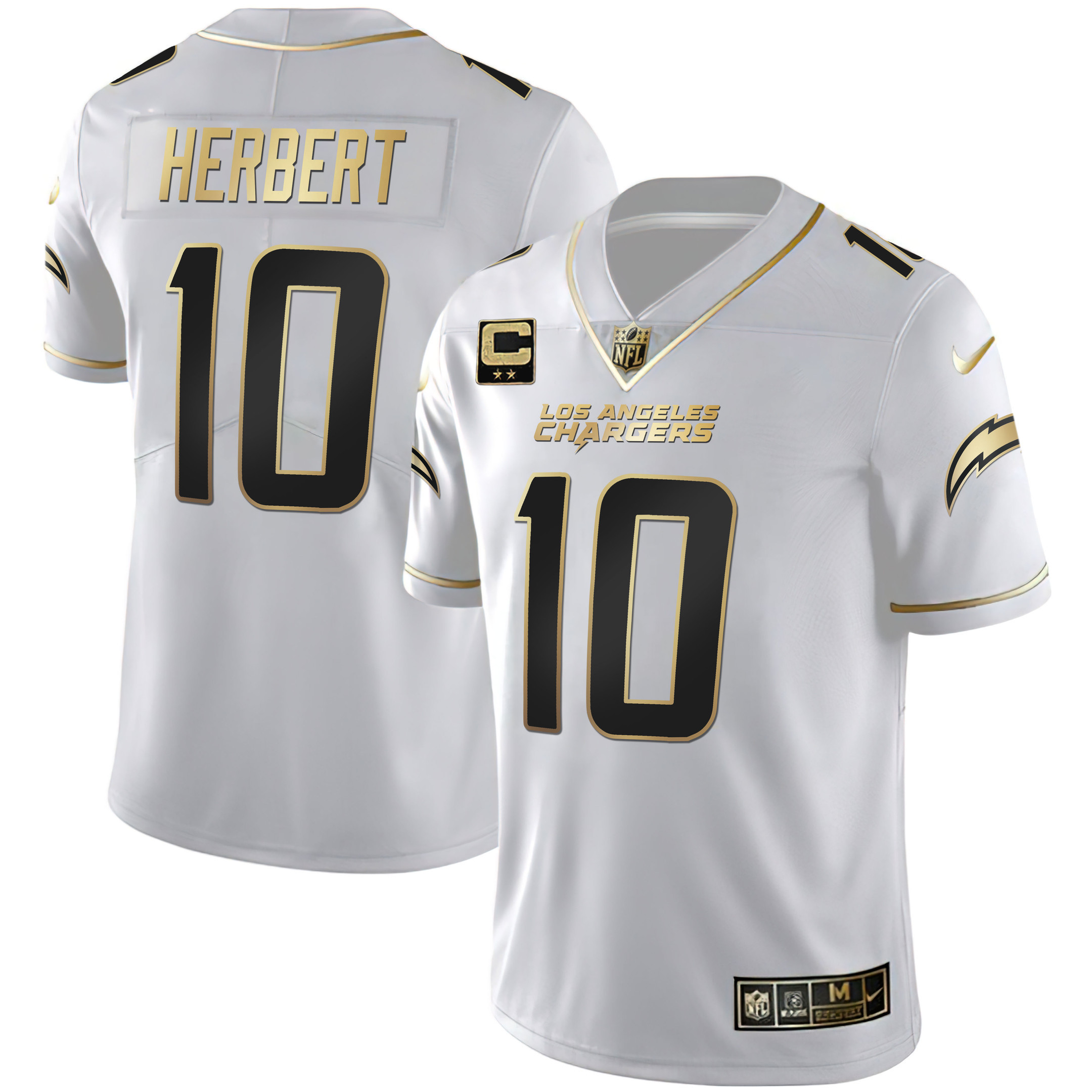 Men's Los Angeles Chargers White Gold & Black Gold Jersey - All Stitched