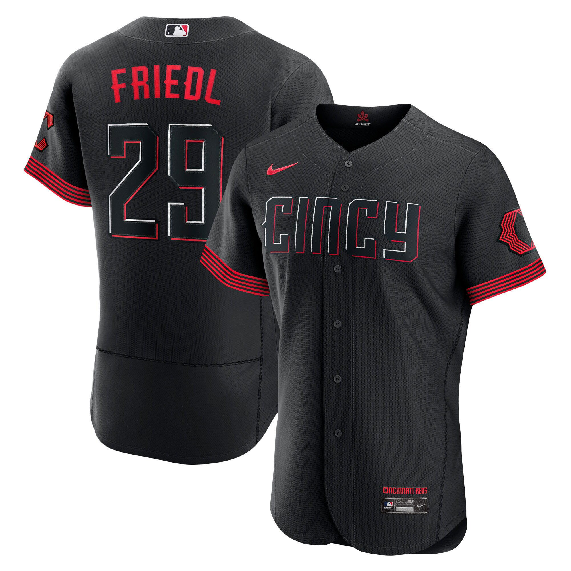 Men's Cincinnati Reds Black 2023 City Connect Jersey - All Stitched