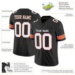 Black White-Orange Authentic Custom Football Jersey