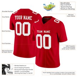 Red White Mesh Custom Football Jersey