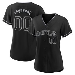 Black Black-Gray Custom Baseball Jersey