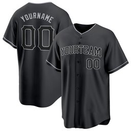 Black Black-Gray Custom Baseball Jersey