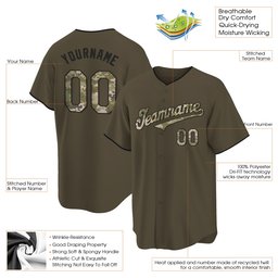 Olive Camo - Black Salute To Service Custom Baseball Jersey