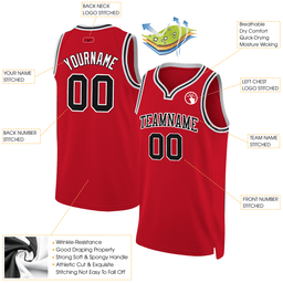 Red Black - White Throwback Custom Basketball Jersey