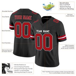 Black Red-White Authentic Custom Football Jersey