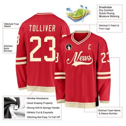 Red Cream Custom Hockey Jersey