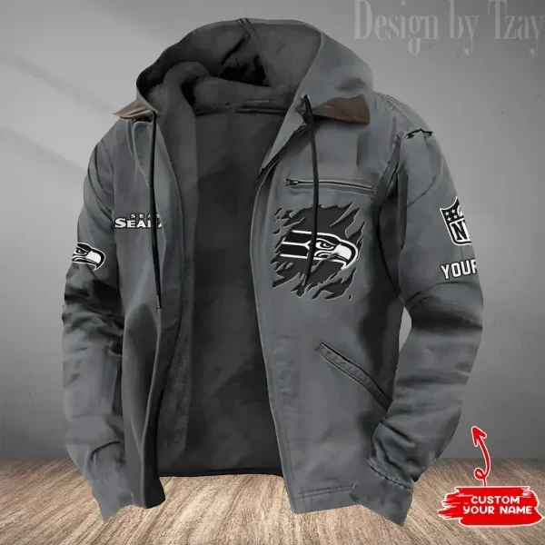 Seattle Seahawks Men's Casual Padded Jacket Hooded Trending 2025 SPTPJH062