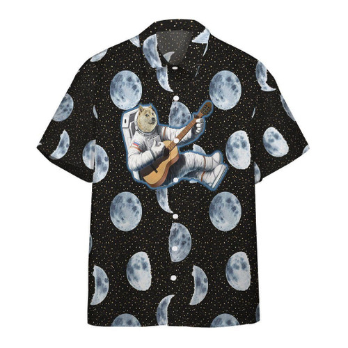 3D Doge Astronaut Playing Guitar Hawaiian Shirt