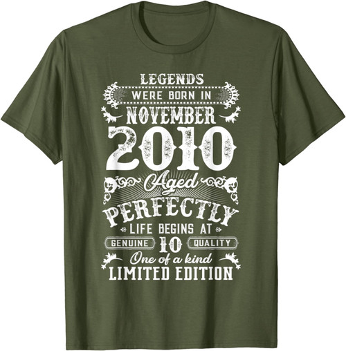 Legends Were Born In November 2010 10th Birthday Gift T-Shirt