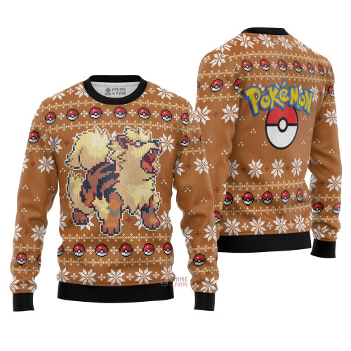 3D Anime Pokemon Arcanine Custom Fandom Ugly Christmas Sweater VA308240