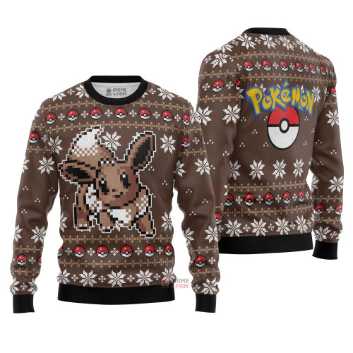 3D Anime Pokemon Eevee Custom Fandom Ugly Christmas Sweater VA309029