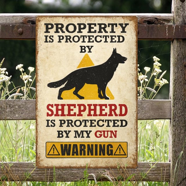 German Shepherd Warning Metal Tin Sign