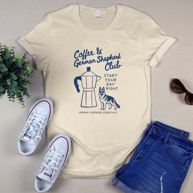 Coffee and German Shepherd Apparel Collection T-Shirt Long Sleeve Hoodie