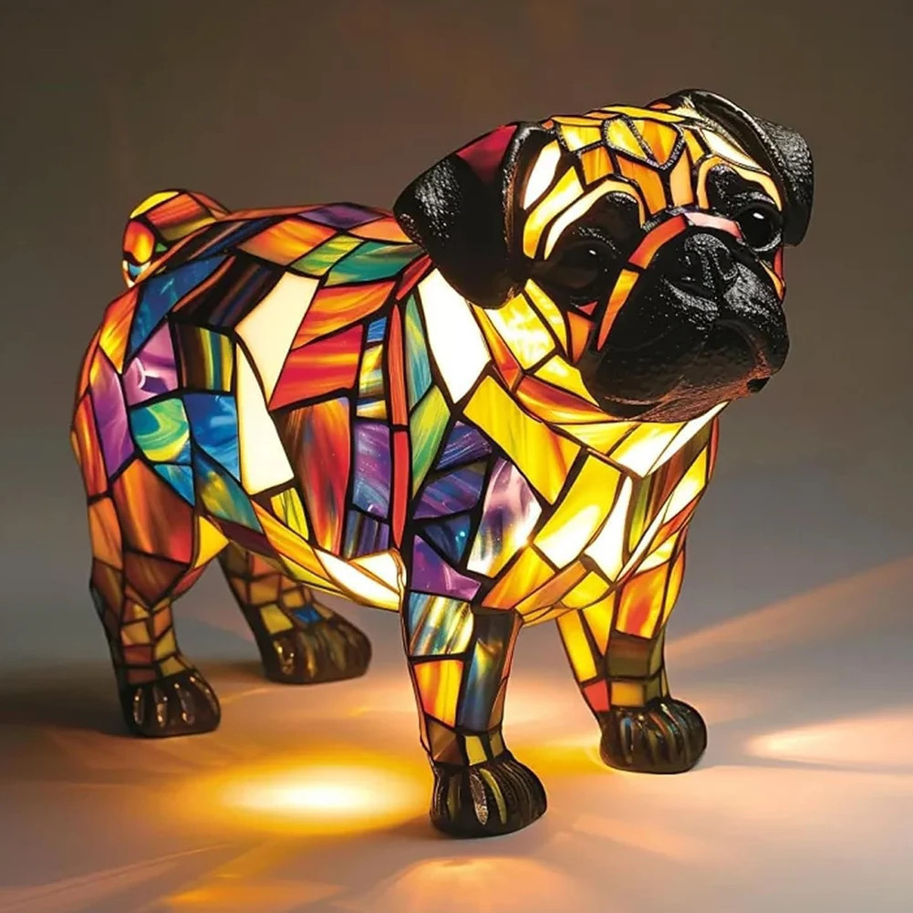 Pug night light with warm ambient glow cute table lamp
