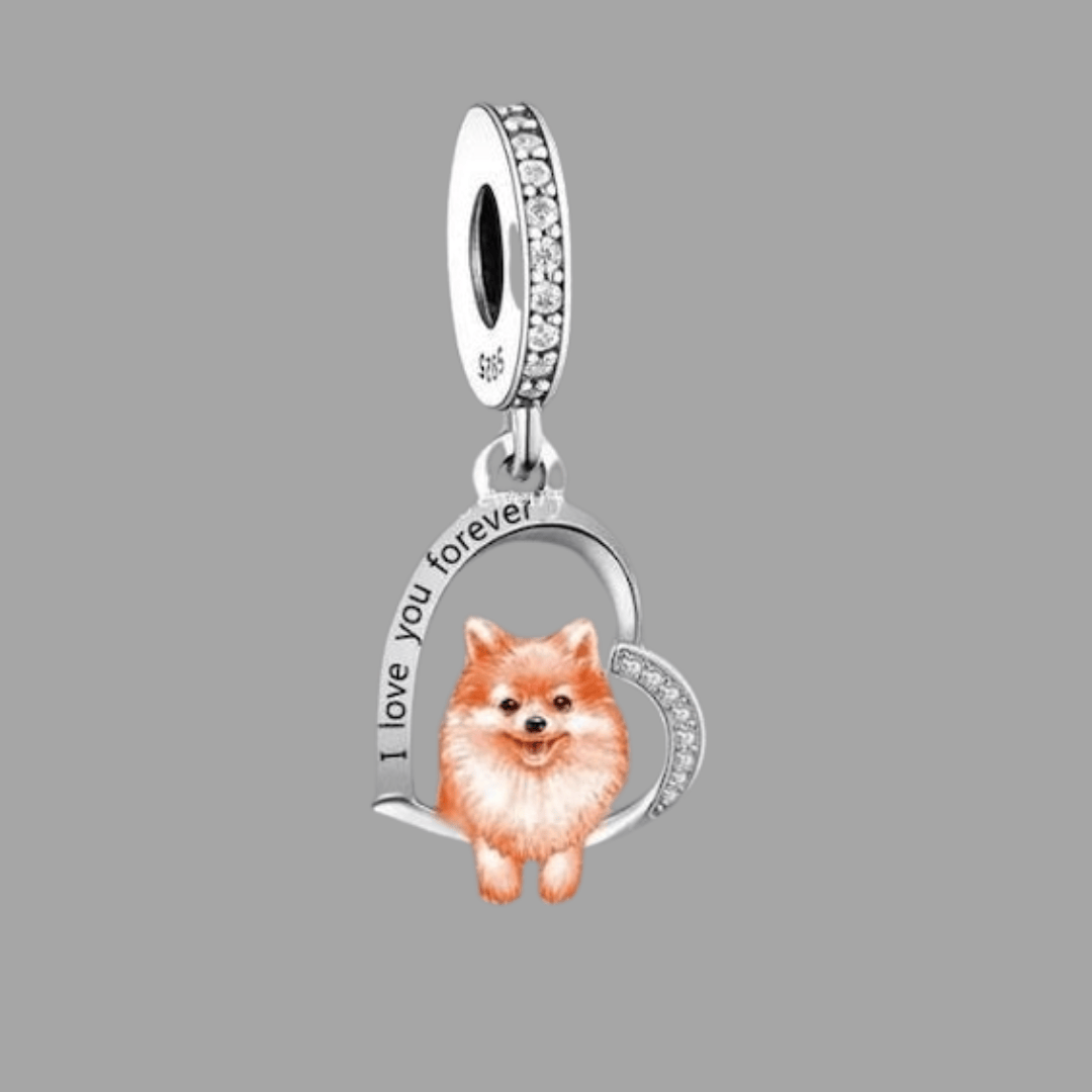 Sterling silver Pomeranian dog charm as a birthday gift for dog owners Wigglelove