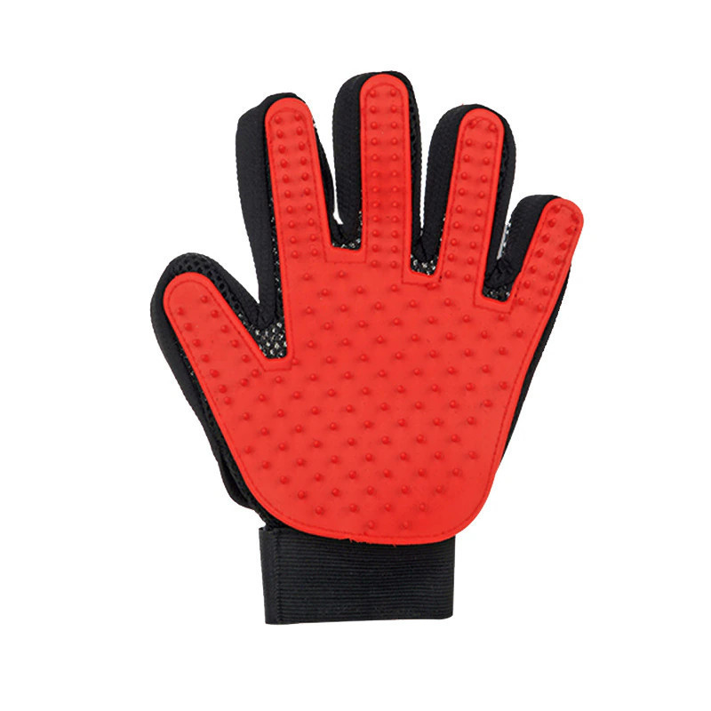 Pet Grooming Hair Remover Gloves in Red — rubber deshedding gloves for dogs and cats — Wigglelove