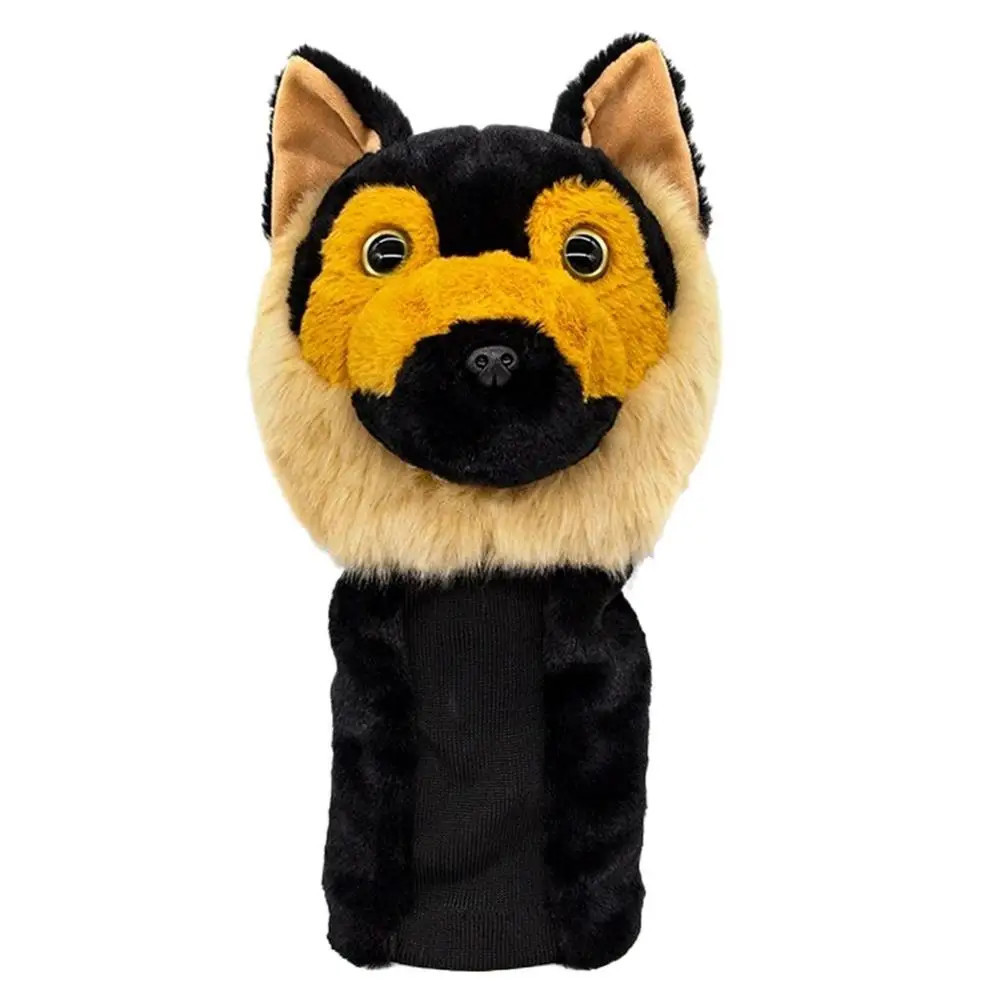 Dog plush golf headcover on driver in golf bag lifestyle course photo