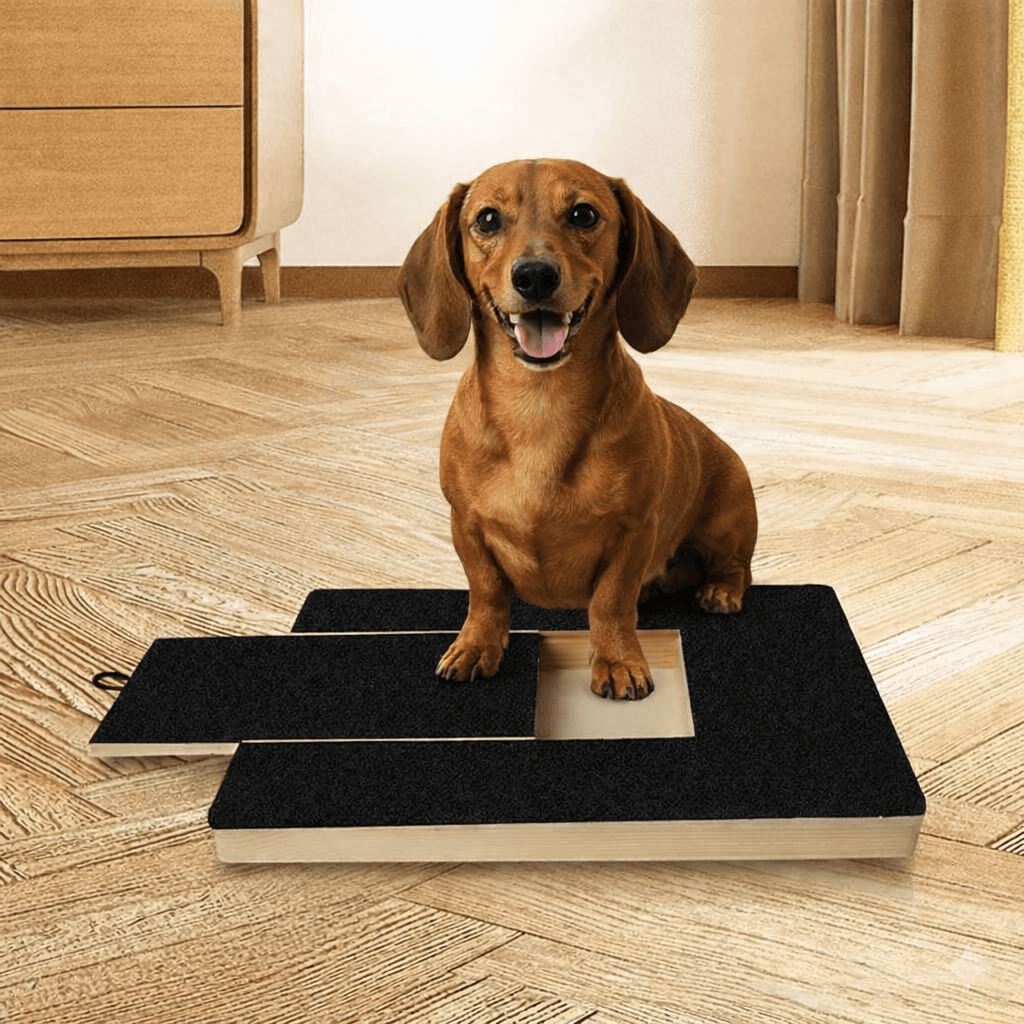 Dog nail scratch pad with treat compartment wooden puzzle feeder all breeds - Wigglelove