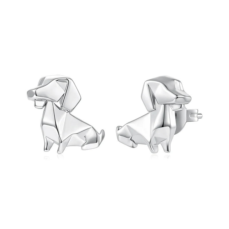 Main image: Dachshund enamel stud earrings colourful breed portrait - Wigglelove