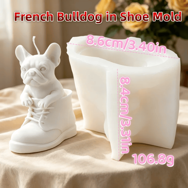 3D French Bulldog in sneaker silicone candle mold for DIY dog lover crafts
