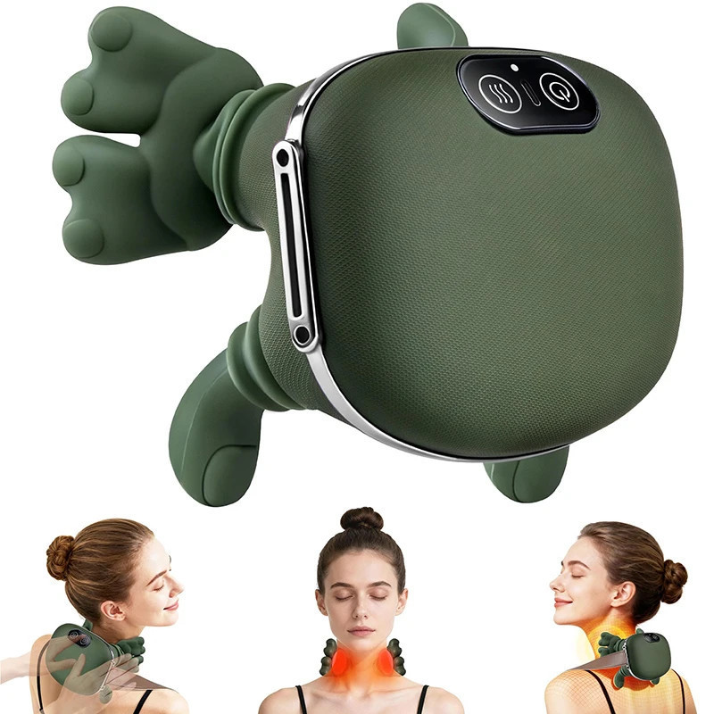 Person wearing N7 neck shoulder massager shawl, 3-speed kneading massage modes — Doglito