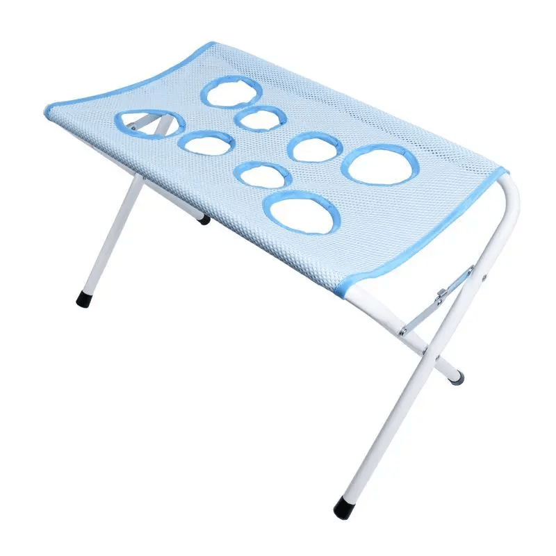 Foldable pet grooming hammock stand for safe home nail trimming and ear cleaning