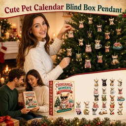 Chihuahua Moments Advent Calendar box with 24 funny acrylic Chihuahua Christmas ornaments