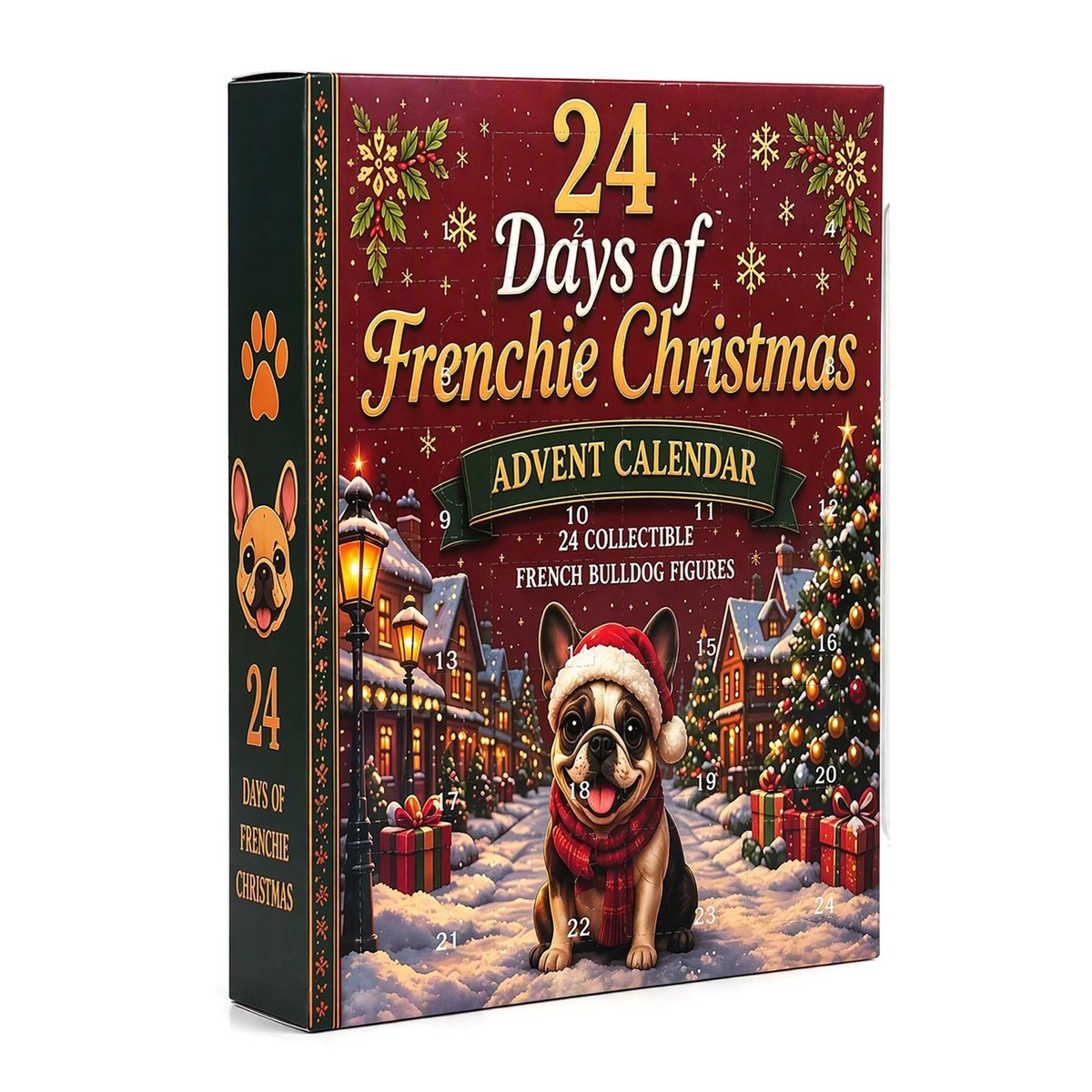 Mini French Bulldog figurines in artist astronaut cowboy and chef costumes from the advent calendar