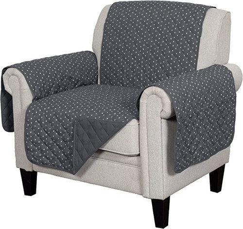Chair Sofa Cover Waterproof Reversible Polka Paw Print Furniture Cover - Gray,Chair