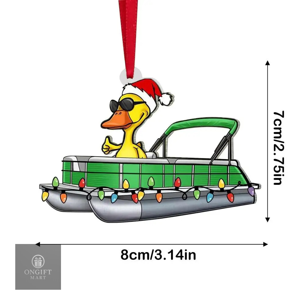 Christmas Tree Decoration Funny Duck Pontoon Boat Hanging Ornament