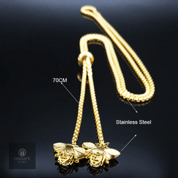 Fashion Bee Stainless Steel Long Necklace for Women Gold Color Statement Necklace Jewelry colgantes